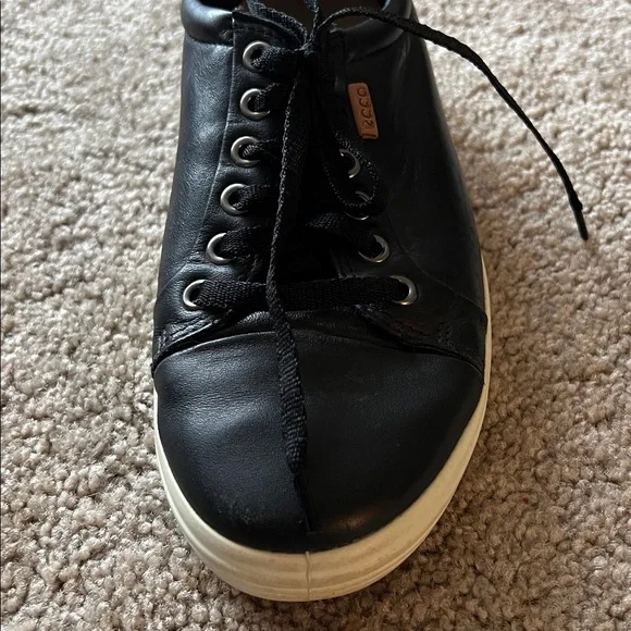 ECCO Soft 7 Women’s Black Leather Lace Up Sneakers Size 8 - Picture 5 of 16